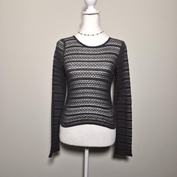 Hollister Vintage Gray Micro Knit Witchy Whimsigoth Grunge Alt Longsleeve Top M - Picture 1 of 7